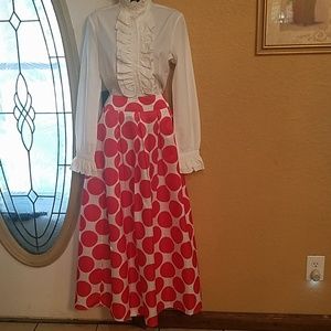 High waisted, polka dot maxi skirt